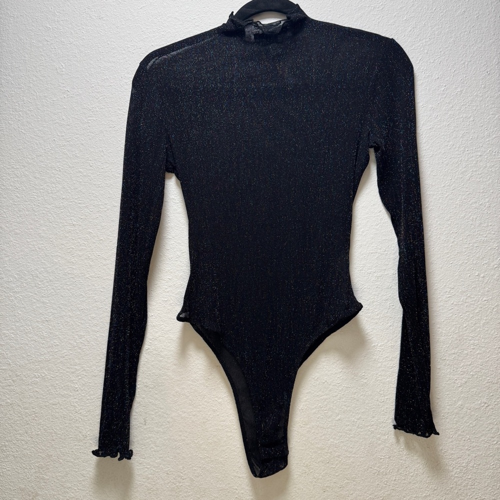 Forever 21 Shimmering Rainbow and Black Bodysuit top